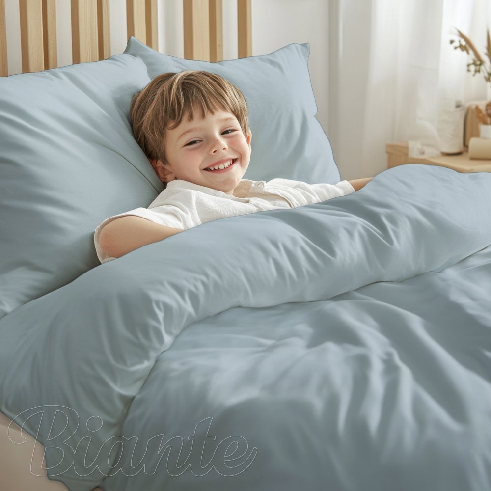 Dětské bavlněné povlečení do postýlky Moni MO-053 Světle šedomodré - Biante.cz