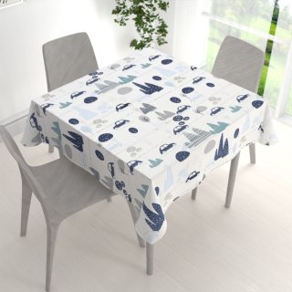 Dětský bavlněný čtvercový ubrus Sandra SA-685 Modrá auta mezi stromy na bílém - detail 1 - Biante.cz Dětský bavlněný čtvercový ubrus Sandra SA-685 Modrá auta mezi stromy na bílém - detail 1 - Biante.cz