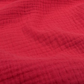 Mušelín dvojitá gázovina MSN-066 Sytě červená - metráž šířka 140 cm - detail 1 - Biante.cz
