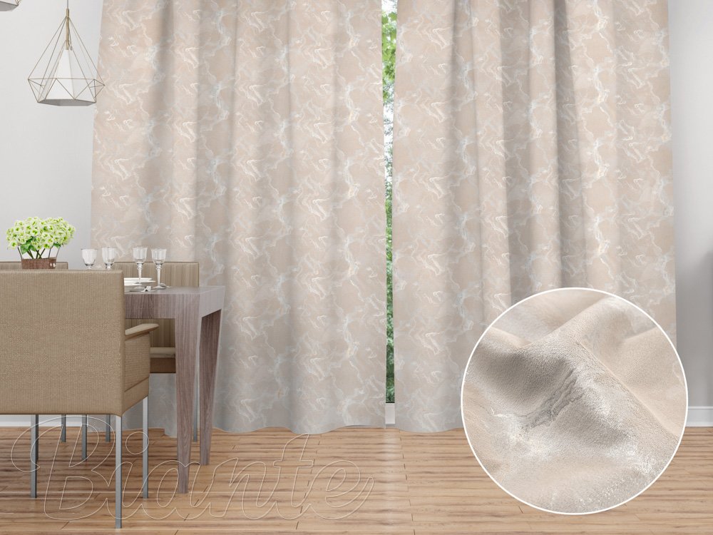 Sametový závěs Isabela IBL-018 Zlatý/kouřový mramor na pudrově béžovém - šířka 270 cm - Biante.cz