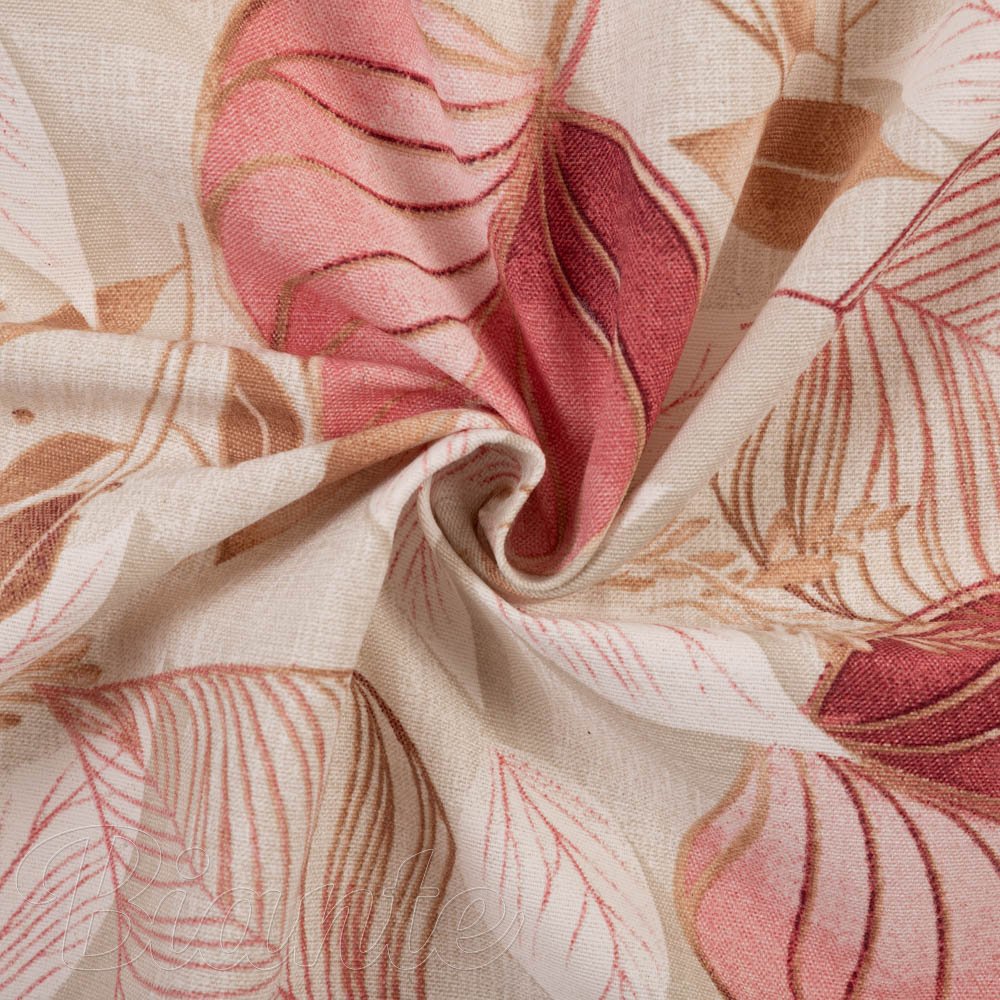Dekorační látka Leona LN-172 Růžovo-vínové listy na režném - šířka 140 cm a 280 cm - detail 2 - Biante.cz