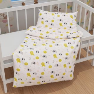 Dětské bavlněné povlečení do postýlky Sandra SA-649 Sloni a lvi na bílém - detail 1 - Biante.cz