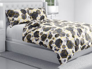 Bavlnené posteľné obliečky Sandra SA-568 Sivo-modrofialové mramorové hexagóny na bielom - detail 1 - Biante.sk Bavlnené posteľné obliečky Sandra SA-568 Sivo-modrofialové mramorové hexagóny na bielom - detail 1 - Biante.sk