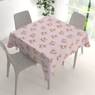 Dětský bavlněný čtvercový ubrus Sandra SA-723 Medvídci se srdíčky na fialkovém - detail 1 - Biante.cz