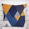 Bavlněný povlak na polštář Sandra SA-390 Modro-béžovo-oranžové trojúhelníky - Biante.cz