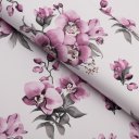 Bavlněná látka/plátno Sandra SA-623 Lila orchideje na bílém - šířka 160 cm - Biante.cz