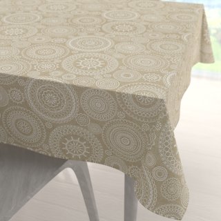 Dekoračný štvorcový obrus Leona LN-170 Biele mandaly na režnom - Biante.sk Dekoračný štvorcový obrus Leona LN-170 Biele mandaly na režnom - Biante.sk