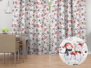 Vánoční bavlněný závěs na míru Sandra SA-661 Sněhuláci na světle šedém - Biante.cz Vánoční bavlněný závěs na míru Sandra SA-661 Sněhuláci na světle šedém - Biante.cz