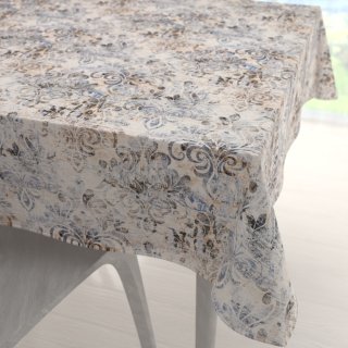 Sametový čtvercový ubrus Tamara TMR-057 Modro-zelený zámecký vzor na krémovém - Biante.cz Sametový čtvercový ubrus Tamara TMR-057 Modro-zelený zámecký vzor na krémovém - Biante.cz