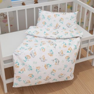Detské bavlnené posteľné obliečky do postieľky Sandra SA-691 Modrozelené morské panny s delfínmi a veľrybami na bielom - detail 1 - Biante.sk Detské bavlnené posteľné obliečky do postieľky Sandra SA-691 Modrozelené morské panny s delfínmi a veľrybami na bielom - detail 1 - Biante.sk