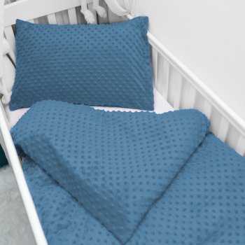Dětské povlečení do postýlky Minky TOP 3D puntíky MKP-044 Kovově modré - Biante.cz Dětské povlečení do postýlky Minky TOP 3D puntíky MKP-044 Kovově modré - Biante.cz