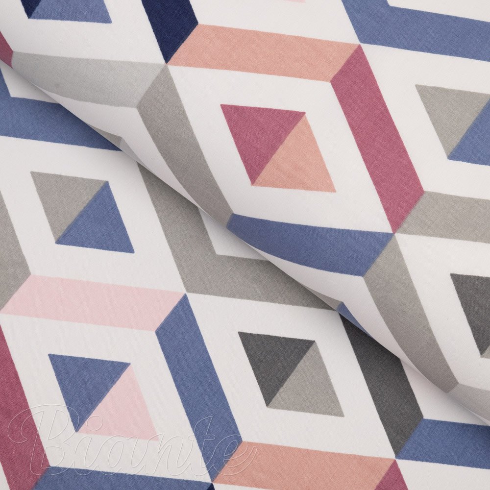 Bavlněná látka/plátno Sandra SA-573 Modro-růžovo-šedé kosočtverce - šířka 160 cm - Biante.cz