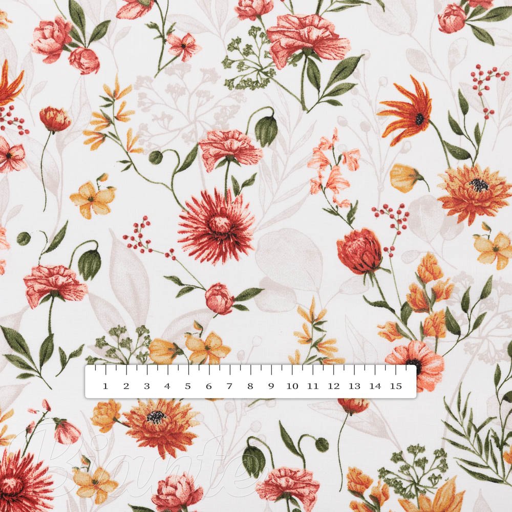 Bavlněná látka/plátno Sandra SA-731 Červený květinový vzor na bílém - šířka 160 cm - detail 3 - Biante.cz