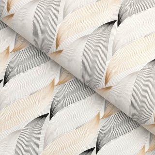 PVC obrus Zlato-strieborné designové vlnky na bielom PV-203 - metráž š. 140 cm - Biante.sk
