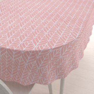 Bavlněný oválný ubrus Sandra SA-211 Listy na starorůžovém - Biante.cz