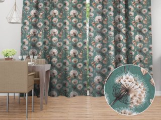 Bavlněný závěs na míru Sandra SA-716 Podzimní pampelišky na zeleném - Biante.cz Bavlněný závěs na míru Sandra SA-716 Podzimní pampelišky na zeleném - Biante.cz