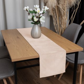 Sametový běhoun na stůl Velvet Premium SVP-020 Béžový - detail 1 - Biante.cz Sametový běhoun na stůl Velvet Premium SVP-020 Béžový - detail 1 - Biante.cz