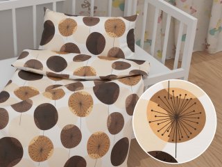 Dětské bavlněné povlečení do postýlky Sandra SA-488 Hnědo-béžové designové pampelišky - Biante.cz Dětské bavlněné povlečení do postýlky Sandra SA-488 Hnědo-béžové designové pampelišky - Biante.cz