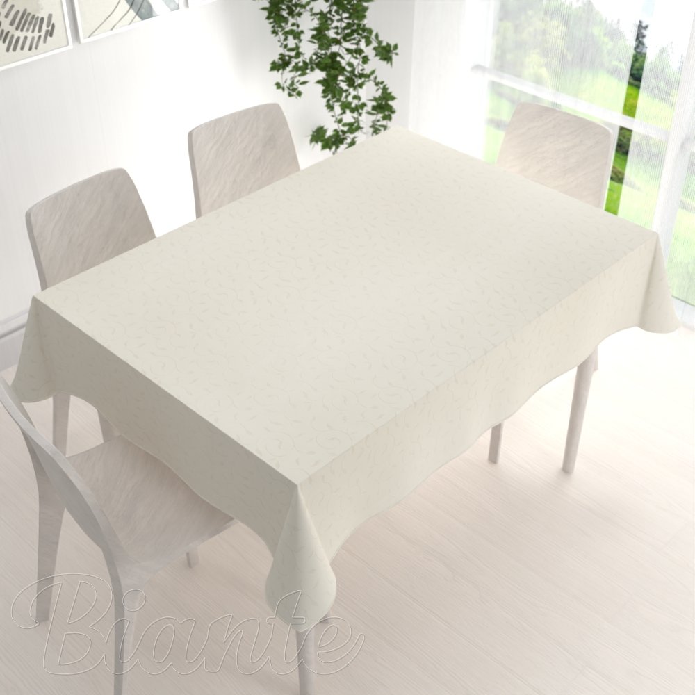 Teflonový obdélníkový ubrus TF-026 Pnoucí lístky - smetanový - detail 1 - Biante.cz