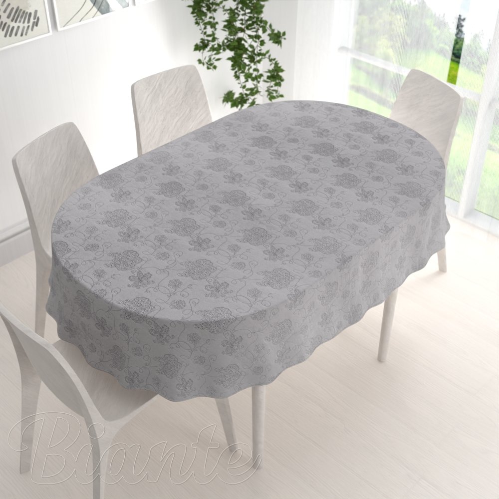 Teflonový oválný ubrus TF-083 Květované ornamenty na šedém - detail 1 - Biante.cz