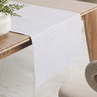 Dekorační běhoun na stůl Monako PM-124 Pruhovaná šachovnice bílá - Biante.cz