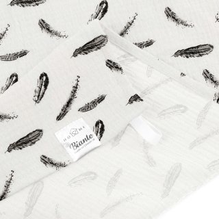 Mušelínová utierka Nature MSN-074 Čiernosivé pierka na krémovo bielom - sada 3 ks - detail 1 - Biante.sk