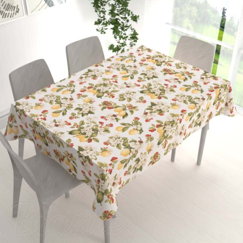 Bavlněný obdélníkový ubrus Sandra SA-777 Citrony a šípky na bílém - detail 1 - Biante.cz