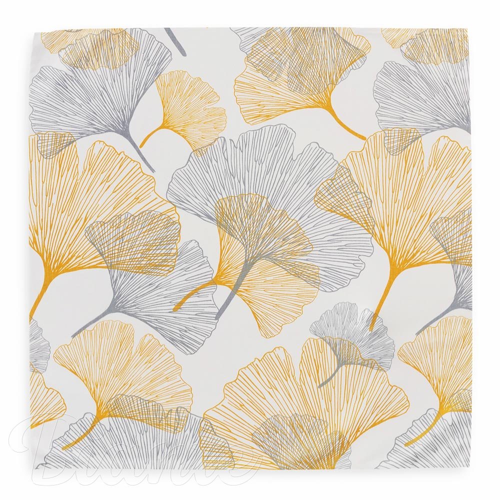 Bavlněný šátek Sandra SA-745 Šedo-hořčicové ginkgo listy na bílém - detail 2 - Biante.cz