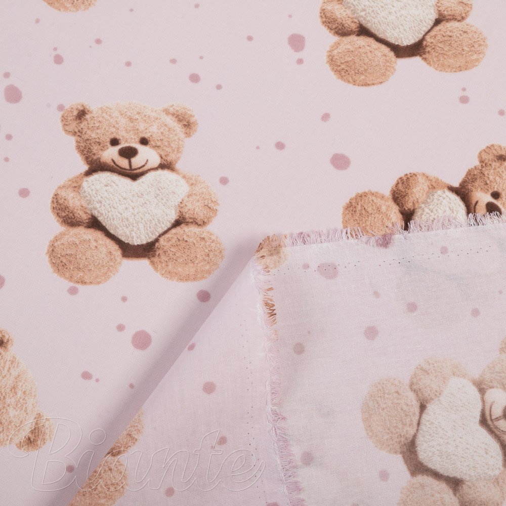 Dětská bavlněná látka/plátno Sandra SA-723 Medvídci se srdíčky na fialkovém - šířka 160 cm - detail 4 - Biante.cz