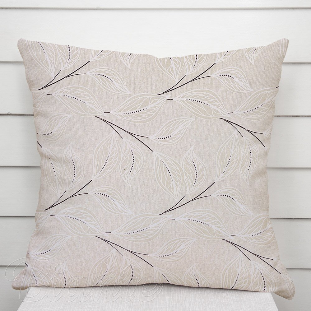 Dekorační povlak na polštář Leona LN-164 Pnoucí lístky na režném - Biante.cz