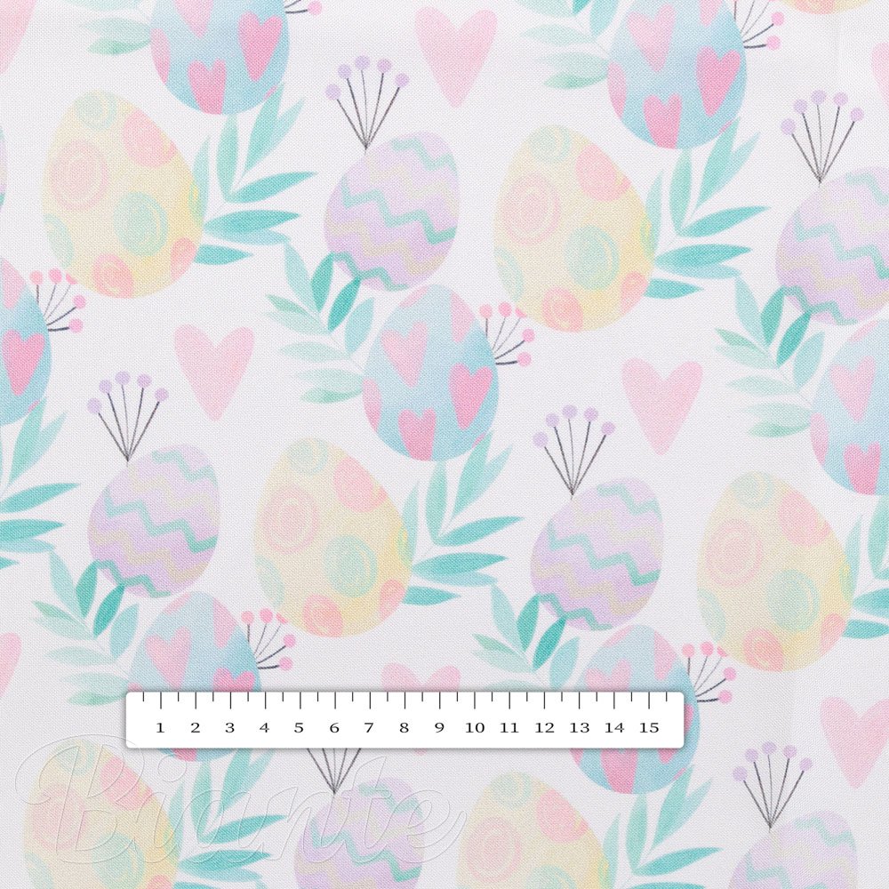 Veľkonočná teflónová látka na obrusy TF-073 Pastelové kraslice na bielom - šírka 155 cm - detail 7 - Biante.sk