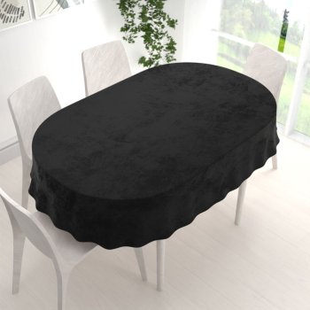 Velký sametový oválný ubrus Velvet Premium SVP-023 Černý - detail 1 - Biante.cz
