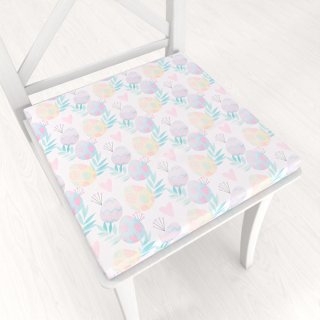 Teflónový štvorcový podsedák TF-073 Pastelové kraslice na bielom - 38x38x3 cm - Biante.sk