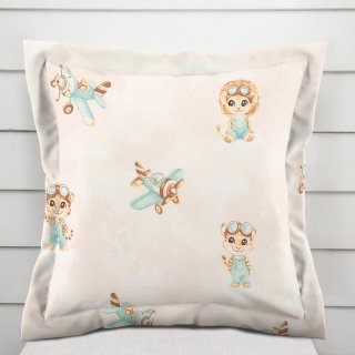 Detská bavlnená obliečka na vankúš s lemom Sandra SA-686 Levíčatá s lietadielkami na svetlo béžovom - Biante.sk Detská bavlnená obliečka na vankúš s lemom Sandra SA-686 Levíčatá s lietadielkami na svetlo béžovom - Biante.sk