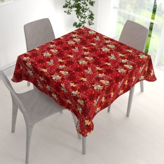 Bavlněný čtvercový ubrus Sandra SA-714 Vánoční cesmíny na červeném - detail 1 - Biante.cz Bavlněný čtvercový ubrus Sandra SA-714 Vánoční cesmíny na červeném - detail 1 - Biante.cz