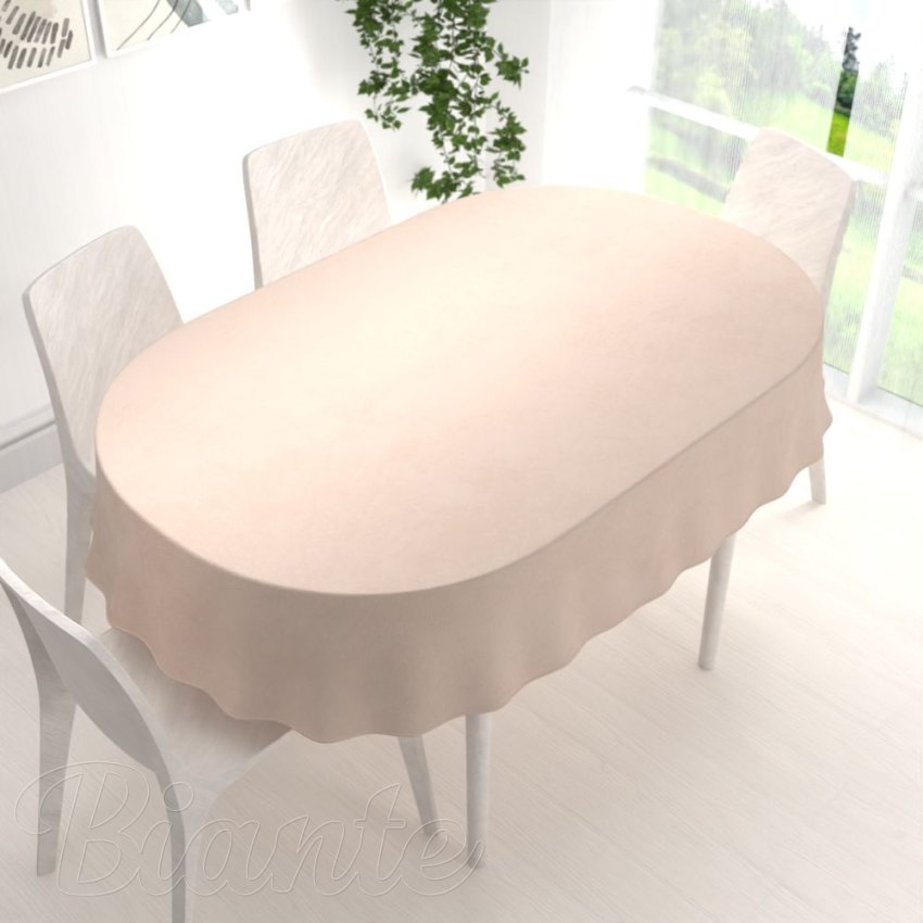 Velký sametový oválný ubrus Velvet Premium SVP-020 Béžový - detail 1 - Biante.cz