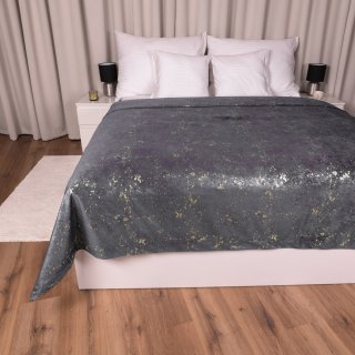 Zamatový prehoz na posteľ Isabela IBL-004 Gold Design tmavo sivý - Biante.sk