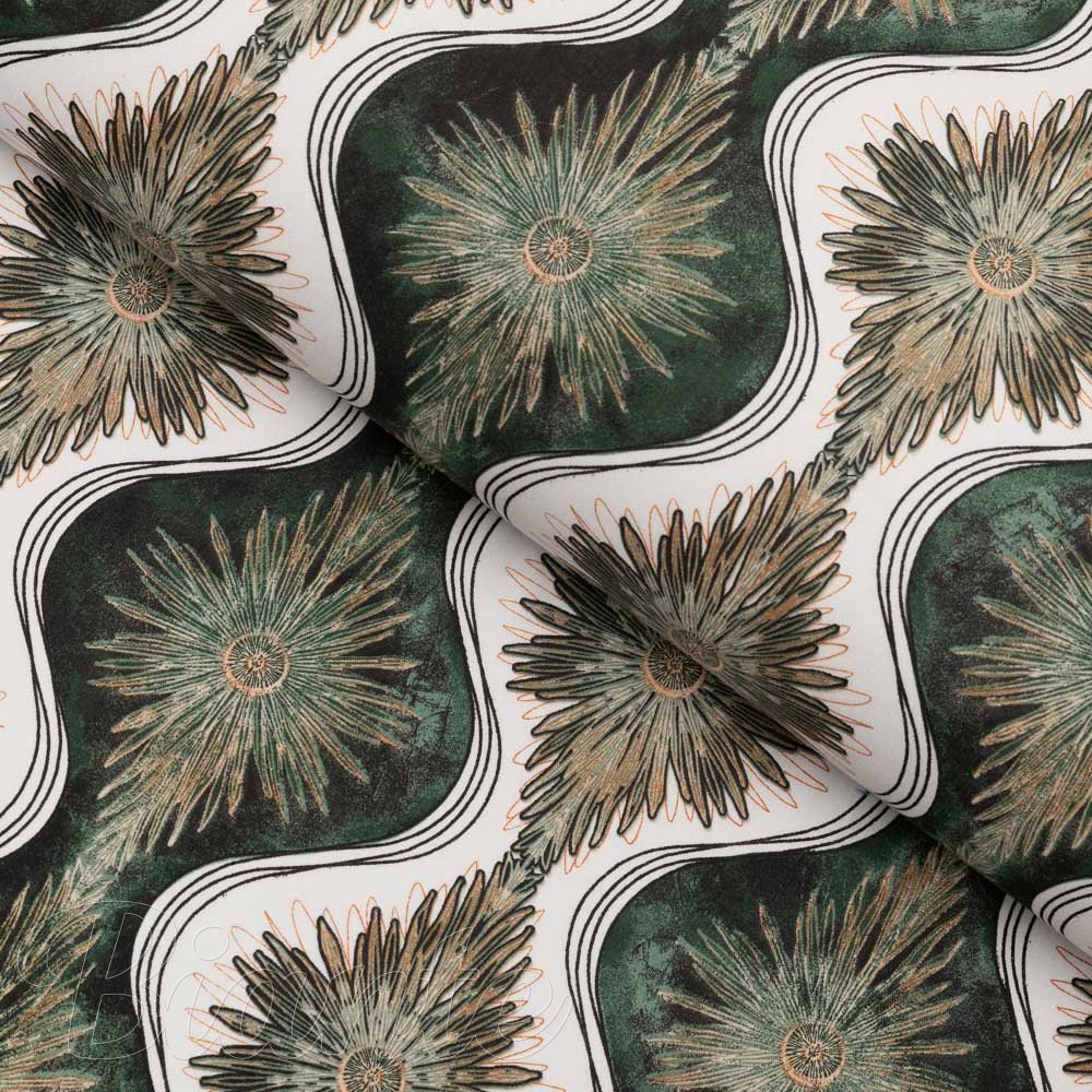 Bavlněná látka/plátno Sandra SA-542 Okrasné hvězdy na zeleném/bílém - šířka 160 cm - Biante.cz