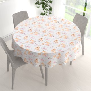 Dětský bavlněný kulatý ubrus Sandra SA-694 Veverky a lišky mezi květinami na bílém - detail 1 - Biante.cz Dětský bavlněný kulatý ubrus Sandra SA-694 Veverky a lišky mezi květinami na bílém - detail 1 - Biante.cz