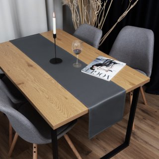 Saténový běhoun na stůl polyesterový Satén LUX-049 Antracitově šedý - detail 1 - Biante.cz