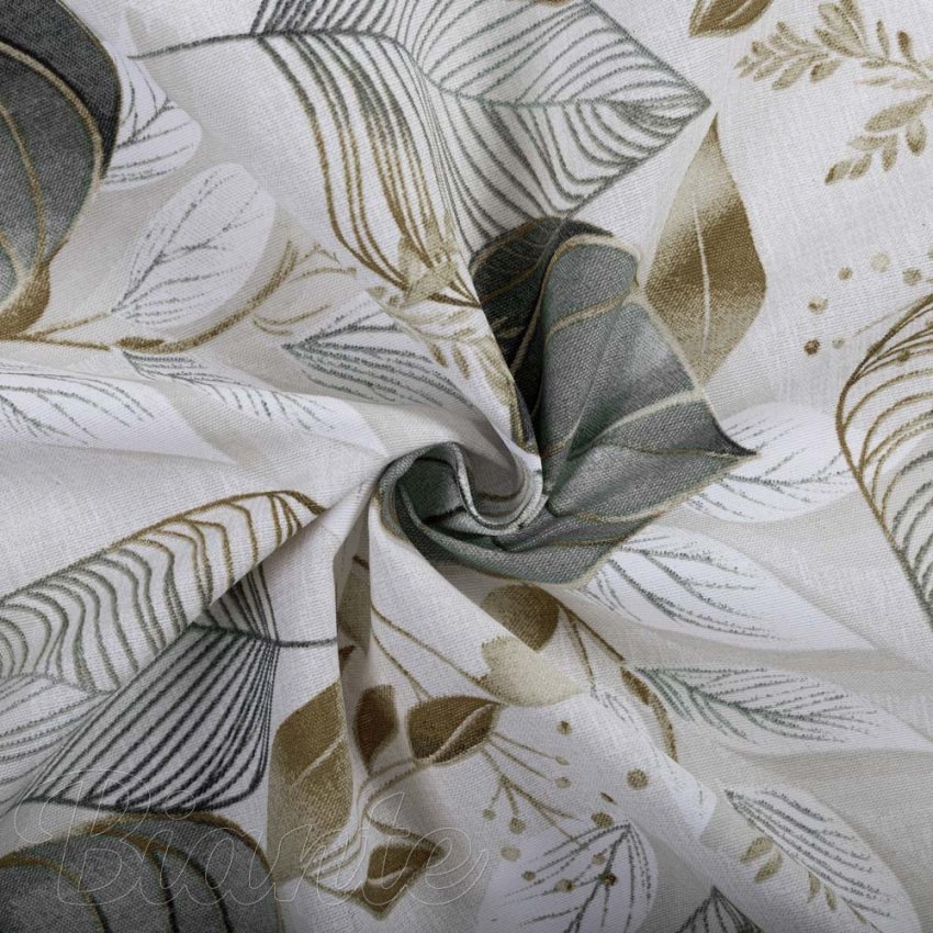 Dekorační látka Leona LN-173 Šedé listy na režném - šířka 140 cm a 280 cm - detail 2 - Biante.cz