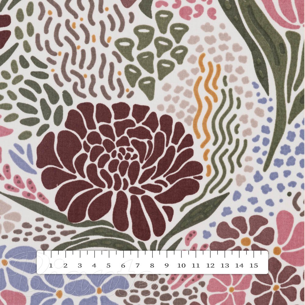 Bavlněná látka/plátno Sandra SA-648 Akvarelové květiny na bílém - šířka 160 cm - detail 3 - Biante.cz