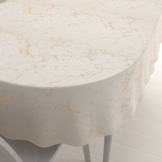Dekoračný oválny obrus Parma PM-115 Zlatý mramor na béžovom - Biante.sk