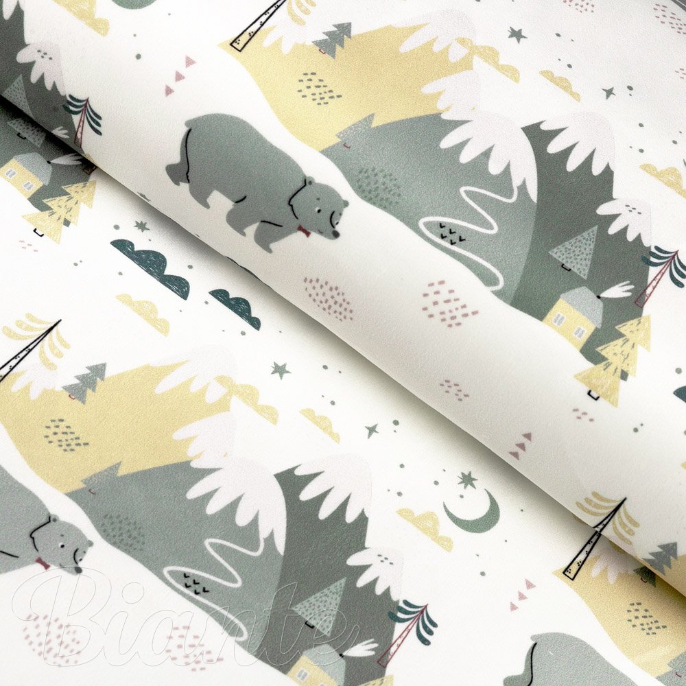 Sametová látka Tamara TMR-031 Medvědi v horách - šířka 140 cm - Biante.cz