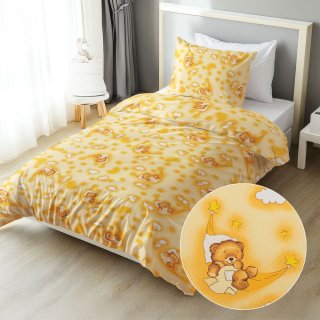 Dětské bavlněné ložní povlečení Sandra SA-727 Spící medvídci na žlutooranžovém - Biante.cz Dětské bavlněné ložní povlečení Sandra SA-727 Spící medvídci na žlutooranžovém - Biante.cz