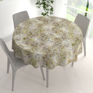 Sametový kulatý ubrus Tamara TMR-055 Abstraktní zelené květy na zelenošedém - detail 1 - Biante.cz Sametový kulatý ubrus Tamara TMR-055 Abstraktní zelené květy na zelenošedém - detail 1 - Biante.cz