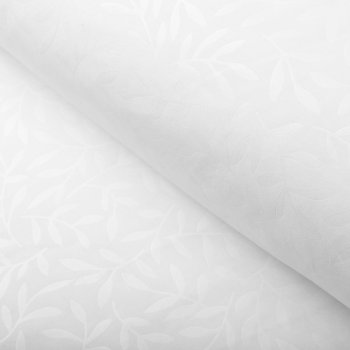 Dekorační závěs Sofia SF-001 Bílé vyrážené větvičky s lístky - š. 150 cm