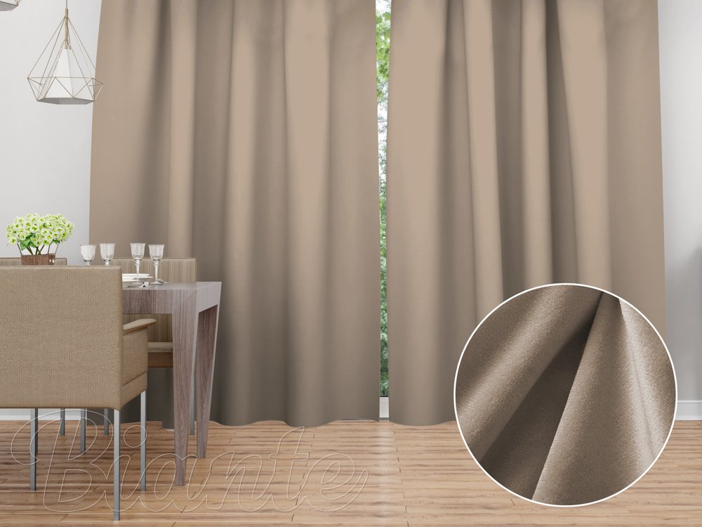 Sametový závěs Velvet Premium SVP-042 Béžovohnědý - šířka 270 cm - Biante.cz