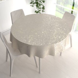 Sametový kulatý ubrus Isabela IBL-001 Gold Design krémový - detail 1 - Biante.cz Sametový kulatý ubrus Isabela IBL-001 Gold Design krémový - detail 1 - Biante.cz
