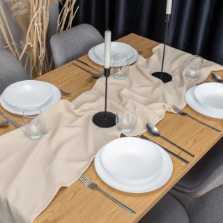 Mušelínový běhoun na stůl MSN-015 Krémový - detail 1 - Biante.cz Mušelínový běhoun na stůl MSN-015 Krémový - detail 1 - Biante.cz